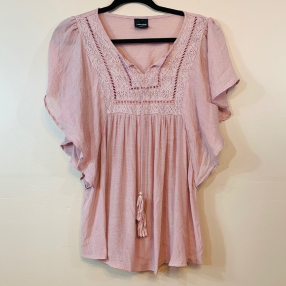 Wallpapher Tops - Wallphapher Blush Pink Boho Blouse Medium